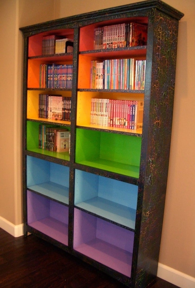 painted book shelves
